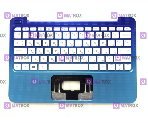 Оригінальна клавіатура для HP Stream 11-R, 11-D, 11-AS series, ru, white, синя передня панель