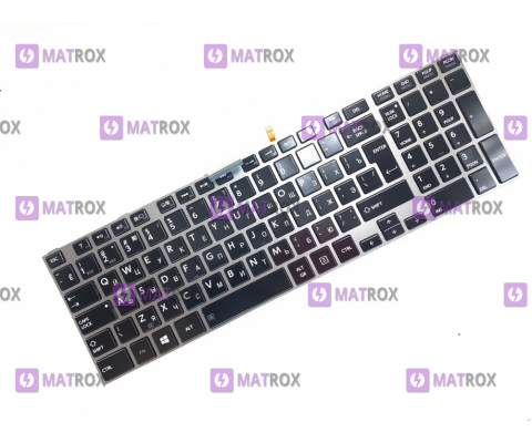 Оригинальная клавиатура для ноутбука Toshiba Satellite C850, C855, C855D series, black, silver frame, ru, подсветка