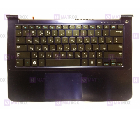 Оригинальная клавиатура для ноутбука NP900X3A series, rus, dark blue, передняя панель, тачпад, разъем питания, динамики