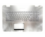Оригинальная клавиатура для ноутбука Asus N551, N751 series, ru, silver, передняя панель, подсветка