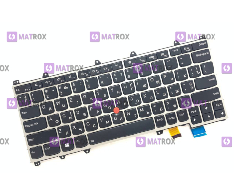 Оригінальна клавіатура для ноутбука Lenovo ThinkPad Yoga 260, ThinkPad Yoga 370 series, black, ru, срібна рамка, підсвічування